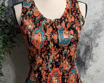 Vintage Print Pailletten Tank Top