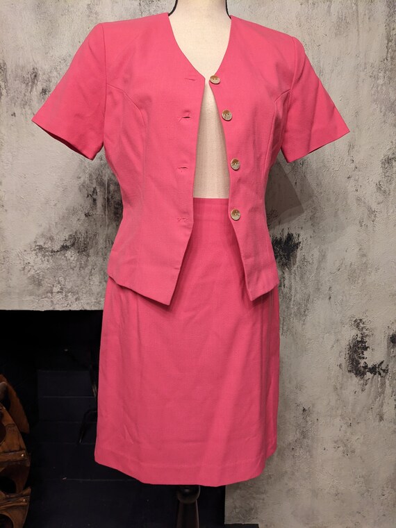 Pink Vintage 2 Piece Skirt Top Set - image 2