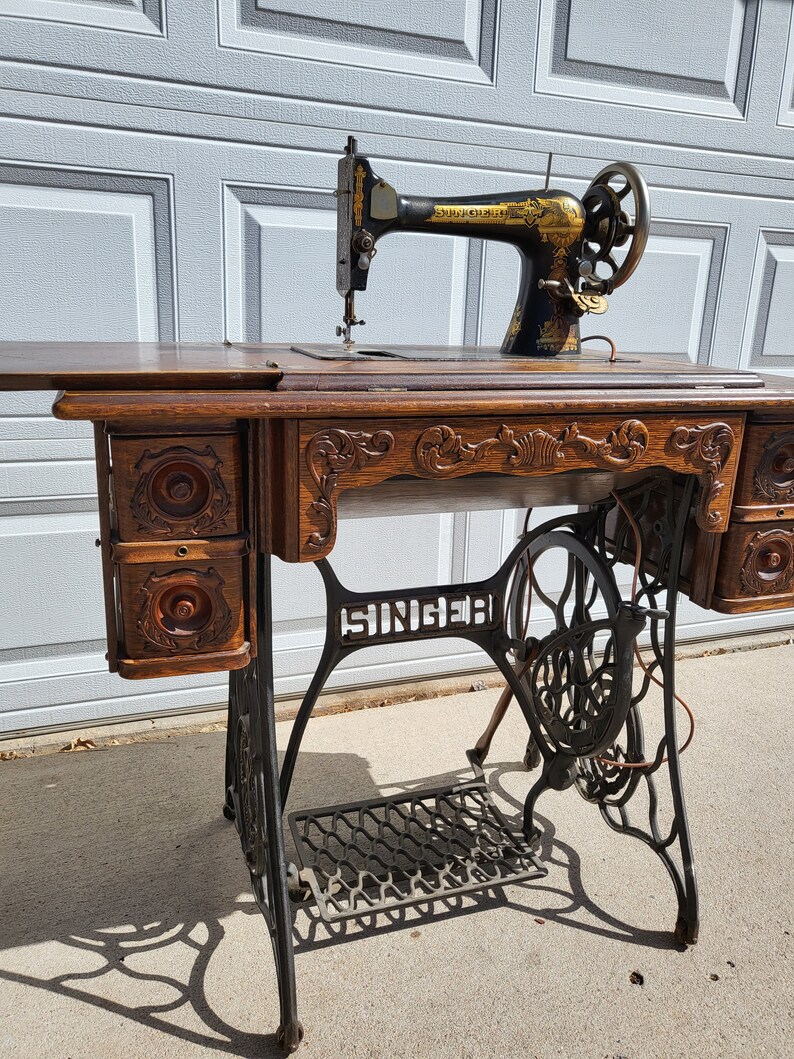 Antique Singer Sewing Table Sphinx Model 27 Etsy