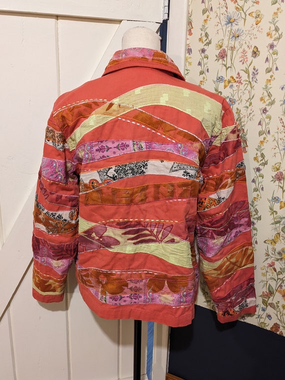 Pink Orange Yellow Fun Pattern Patchwork Jacket - image 2
