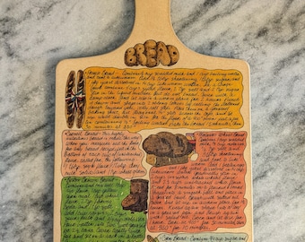 Vintage Bread Recipes Cutting Board Kitchen Decor