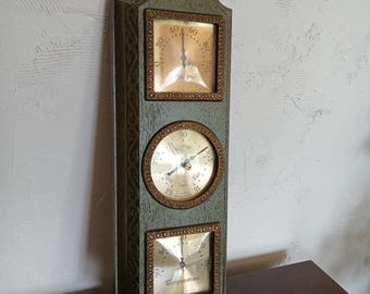 Vintage Retro Green Taylor Weather Station Barometer