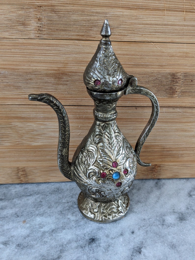 Small Antique Bronze Brass Teapot image 7