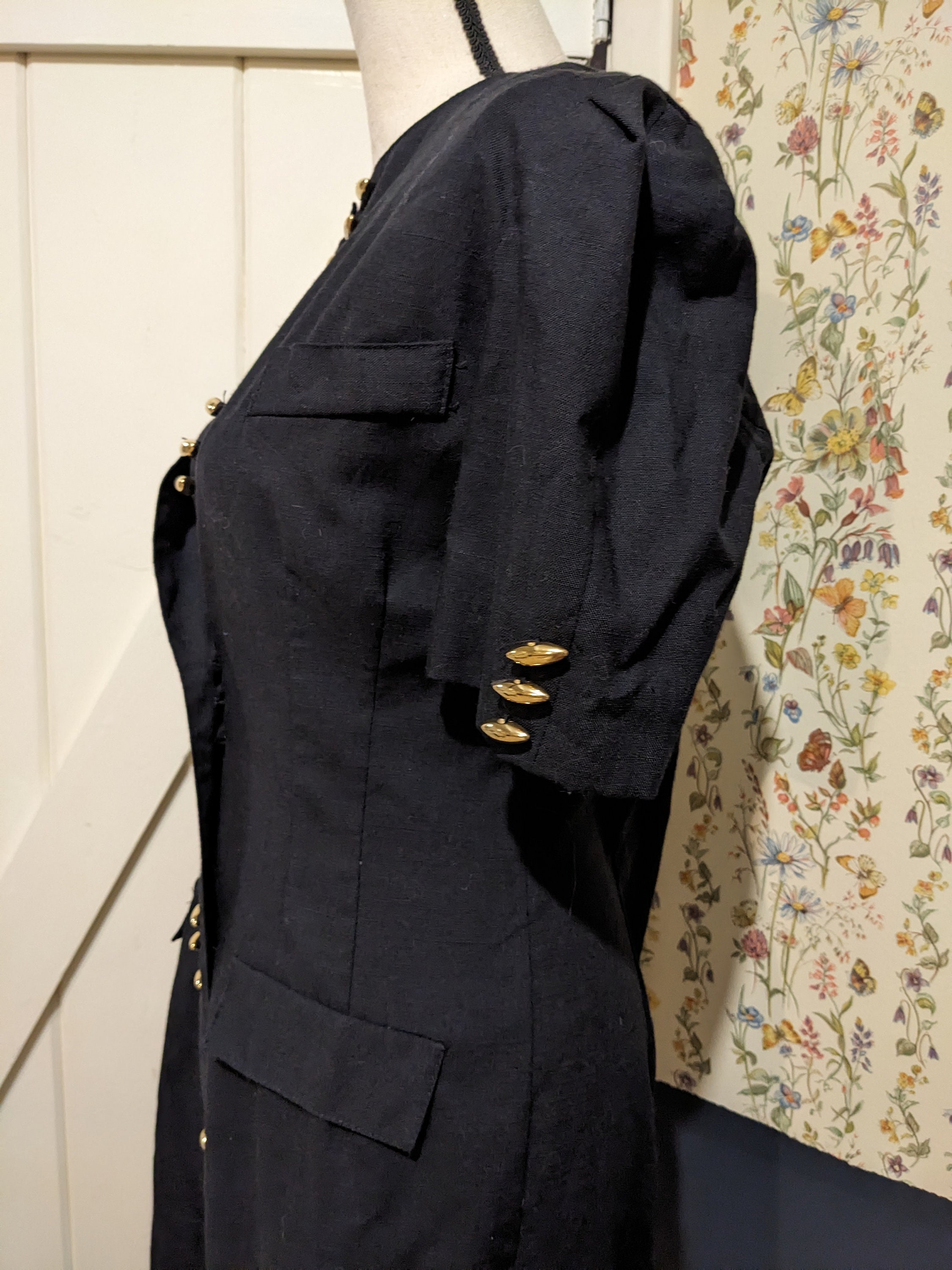 black midi dress gold buttons Heart-Stopper Black Gold Button Dress main image 1