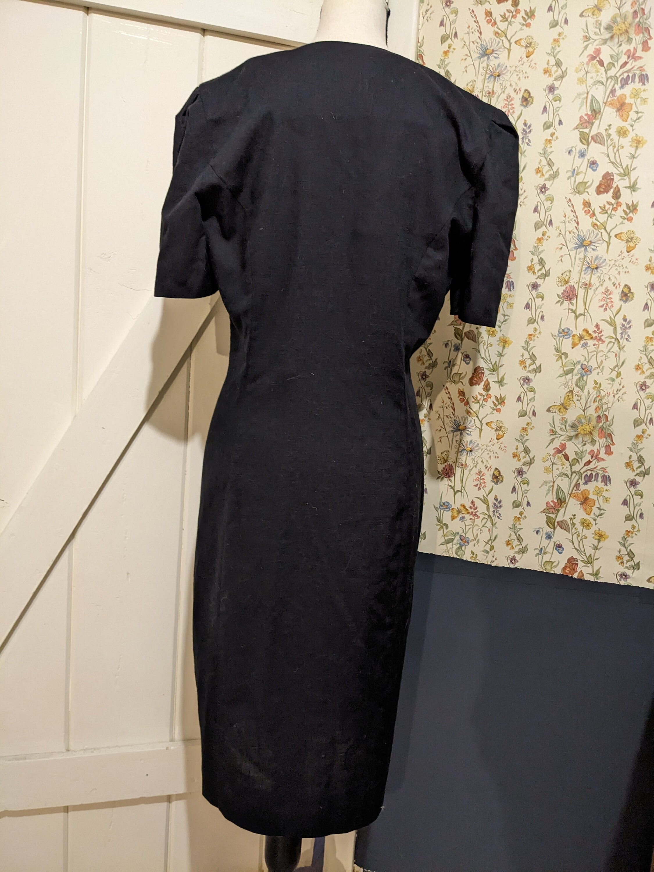 black midi dress gold buttons Elegant Black Dress with Gold Button Detail | Timeless Chic