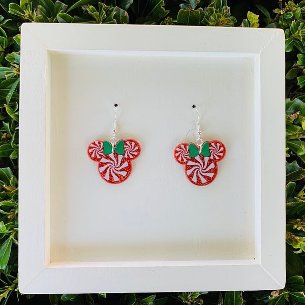 Mouse Double Sided Red Peppermint Earrings