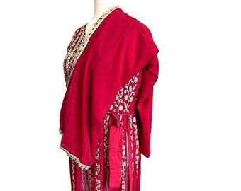 Traje salwar de georgette color ciruela: traje de fiesta bordado, talla grande