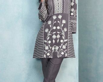 Vestido indo-occidental con bordado / Salwar / Traje indio de diseñador