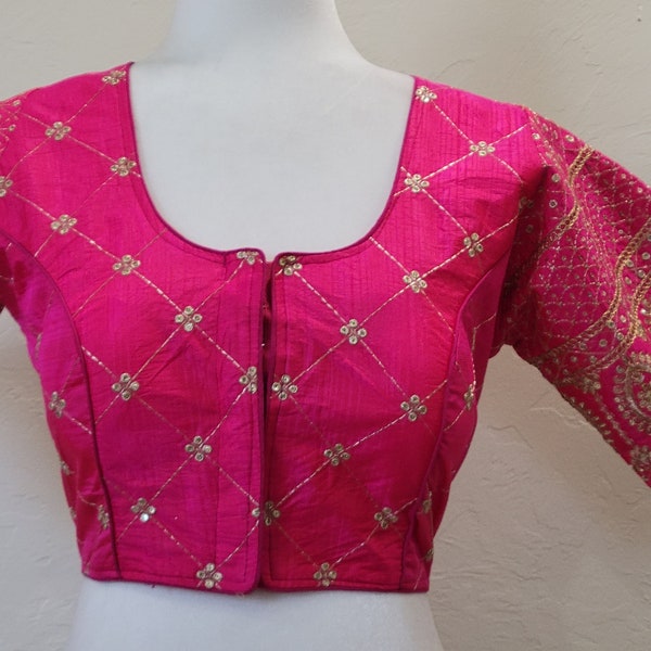 Pink Blouse Size 38  | Indian Blouse for Saree | Readymade blouse with pad | Size 38 blouse | Indian Blouse | Readymade blouse for sari