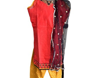 Traje naranja Dhoti Salwar con Dupatta