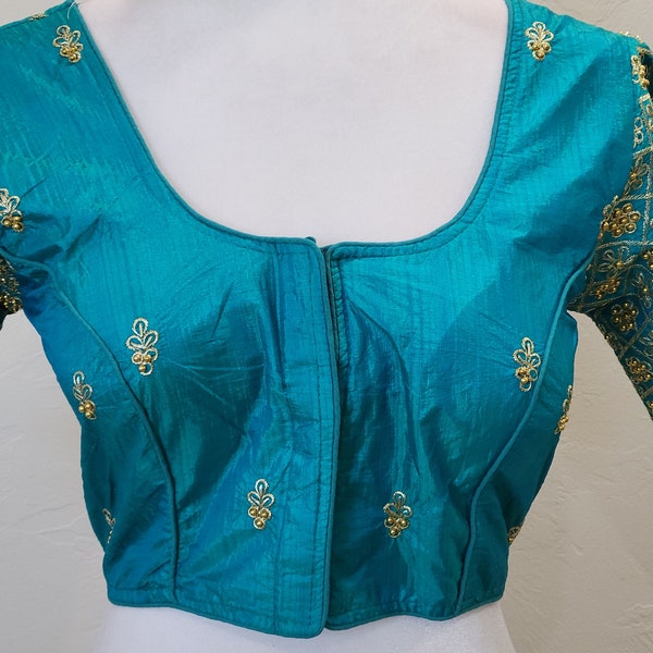 Teal Designer Blouse Size 40 | Indian Blouse for Saree | Readymade blouse with pad | Size 40 blouse | Indian Blouse | Readymade blouse