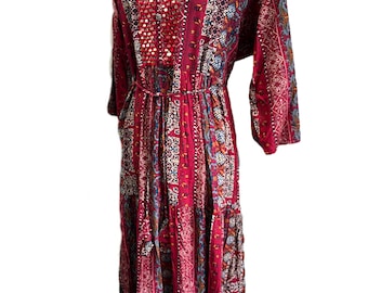 Red Rayon Kurti with Mirror Work: Indian Women's Tunic