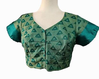 Blusa sari india verde: confeccionada, talla 38