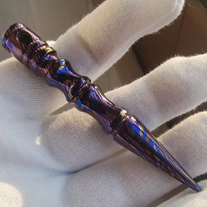 Tricolor TiDamascus (Mokume-Ti) Tapered Spike Pendant, 12mm Diameter, 93mm Length