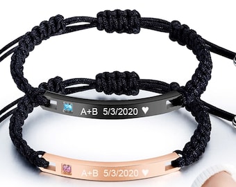 Special Expedite Order( #4042709195 )Personalized Braided Cord Bracelet: Custom Engraved ID Plate, Adjustable Gift