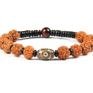 Handmade natural rudraksha with tibetan buddhism with dzi eye stone beads beaded bracelet