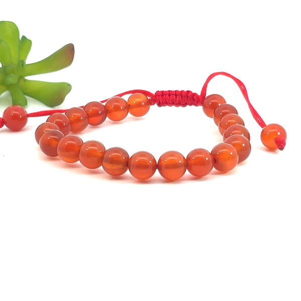 Beautiful natural real carnelian lucky gemstone spiritual meditation healing 8mm beads bracelet fits all adjustable