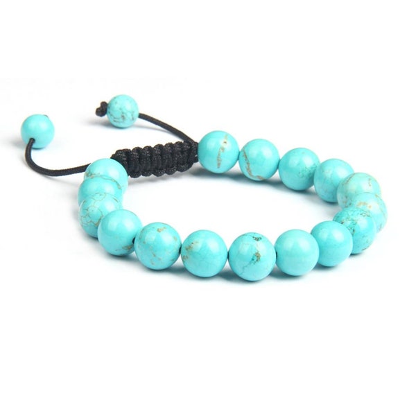 Green turquoise bracelet, healing stone bracelet, turquoise gemstone bracelet, adjustable healing bracelet, strings adjustable bracelet