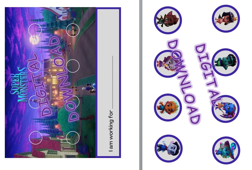 Super Monsters / Token Board / DIGITAL DOWNLOAD / PRINTABLE