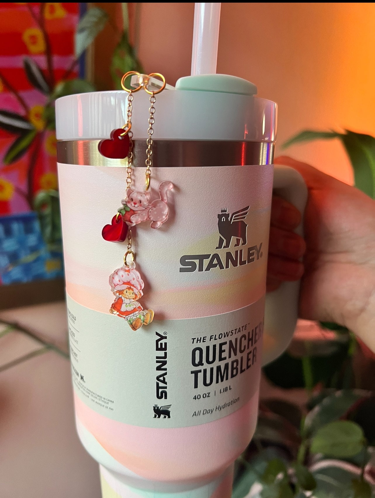Strawberry short charms Straw Topper
