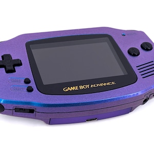 Blue/Purple holographic Game Boy Advance | Backlit Screen | IPS | GBA | Chargeable USBC | Audio Amp
