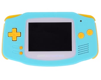 Teal & Yellow Game Boy Advance | Backlit Screen | IPS | GBA | Chargeable USBC | Audio Amp