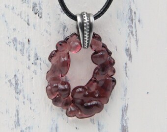 Upcycled Purple Statement Necklace, Recycled Glass Pendant
