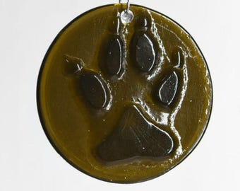 Dog Paw Print Recycled Bottle Bottom Suncatcher