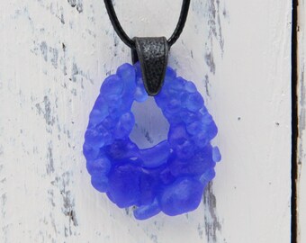 Upcycled Blue Necklace, Recycled Glass Pendant