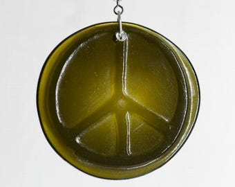 Peace Symbol Suncatcher from an Upcycled Wine Bottle