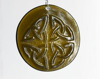 Celtic Knot Recycled Bottle Bottom Suncatcher