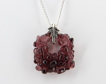 Upcycled Purple Square Necklace, Recycled Glass Pendant