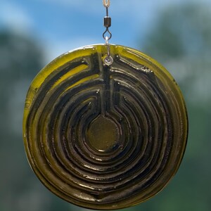 Labyrinth Suncatcher from an Upcycled Bottle