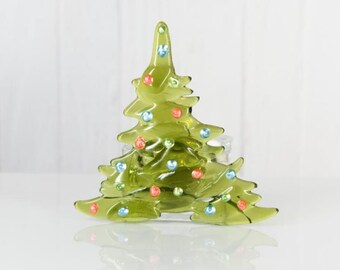 Christmas Tree Candle Holder from Upcycled Wine Bottle