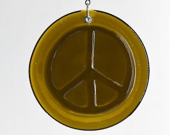 Peace Symbol Suncatcher from an Upcycled Wine Bottle