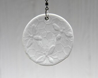 Honeycomb with Three Bees Recycled Bottle Bottom Suncatcher