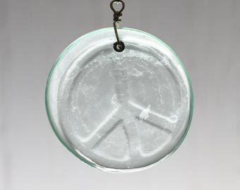 Peace Symbol Suncatcher from an Upcycled Wine Bottle