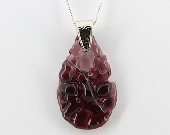 Upcycled Purple Statement Necklace, Recycled Glass Pendant