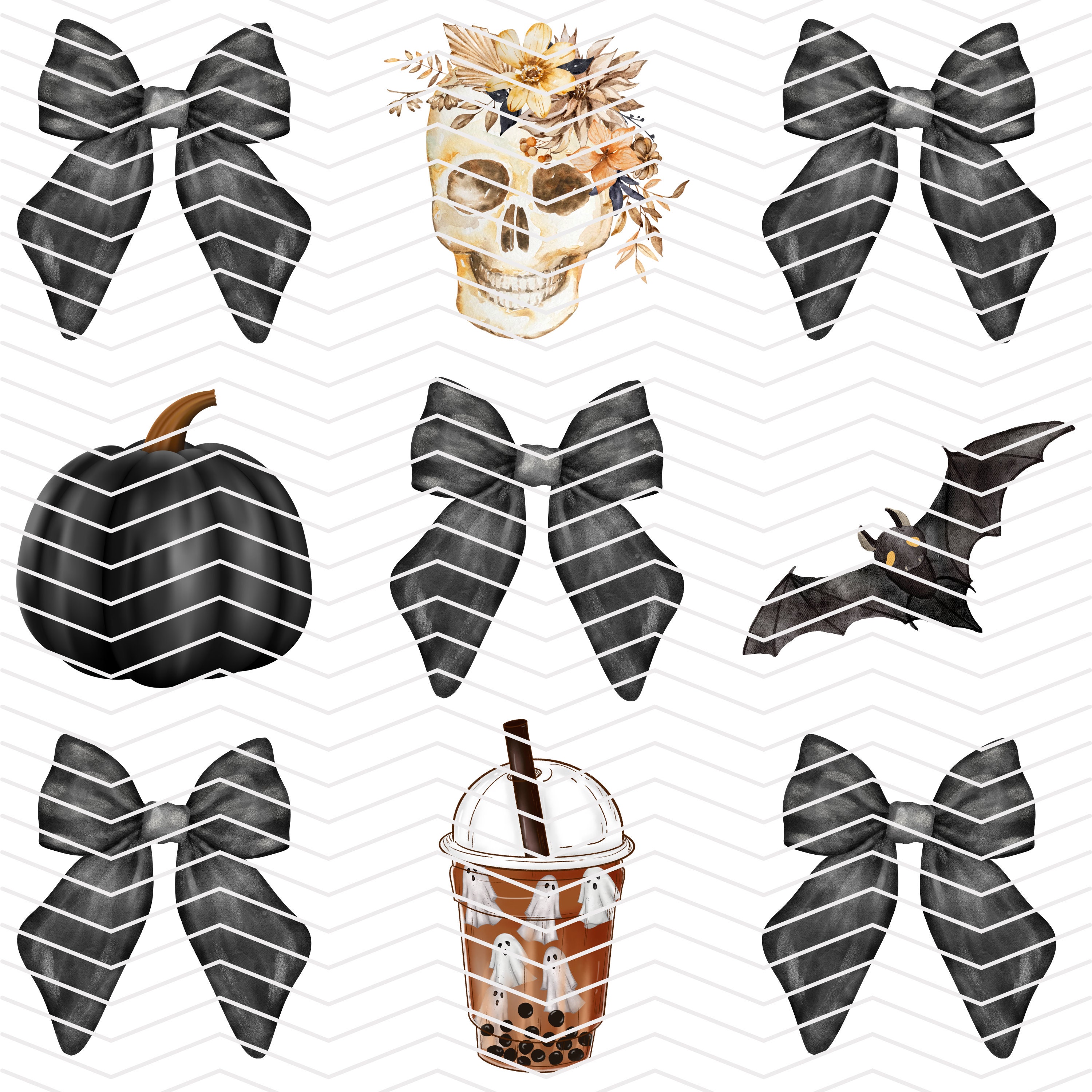 DIGITAL FILE | Instant Download | PNG | Black Coquette Bows | Halloween ...