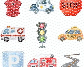 DIGITAL FILE | Instant Download | PNG | Community Cars | Emergency Vehicles | Ambulance | Police | Taxi | Firetruck | Boys | Transportation