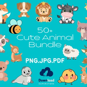 50+ Cute Animal Bundle - PNG, JPEG, PDF