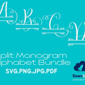 Split Monogram Alphabet - SVG, PNG, JPEG, Pdf