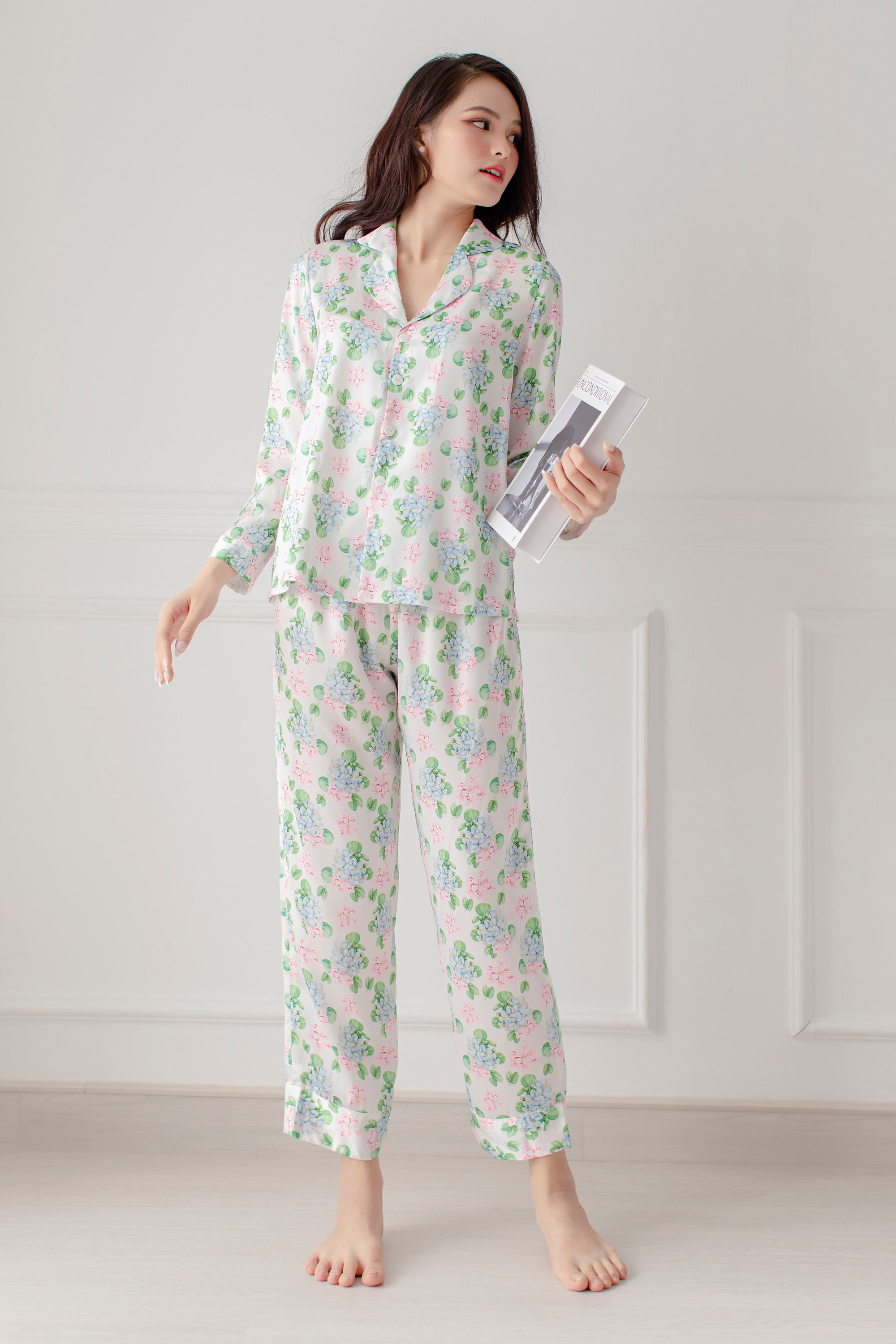 Silk Pyjamas Long for Bride & Bridesmaid_elegant Sleeping Wear_feminine ...