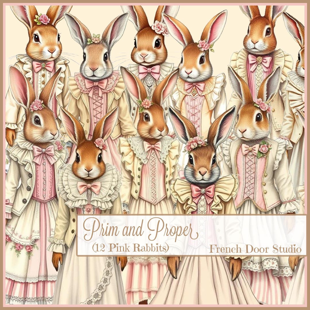 Prim and Proper (pink Rabbits) - Etsy
