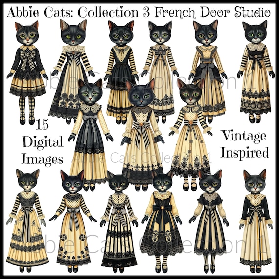 Collection 3: Abbie Cats Digital Paper Dolls Digital Images Click on "Learn more about this item" for a full description.