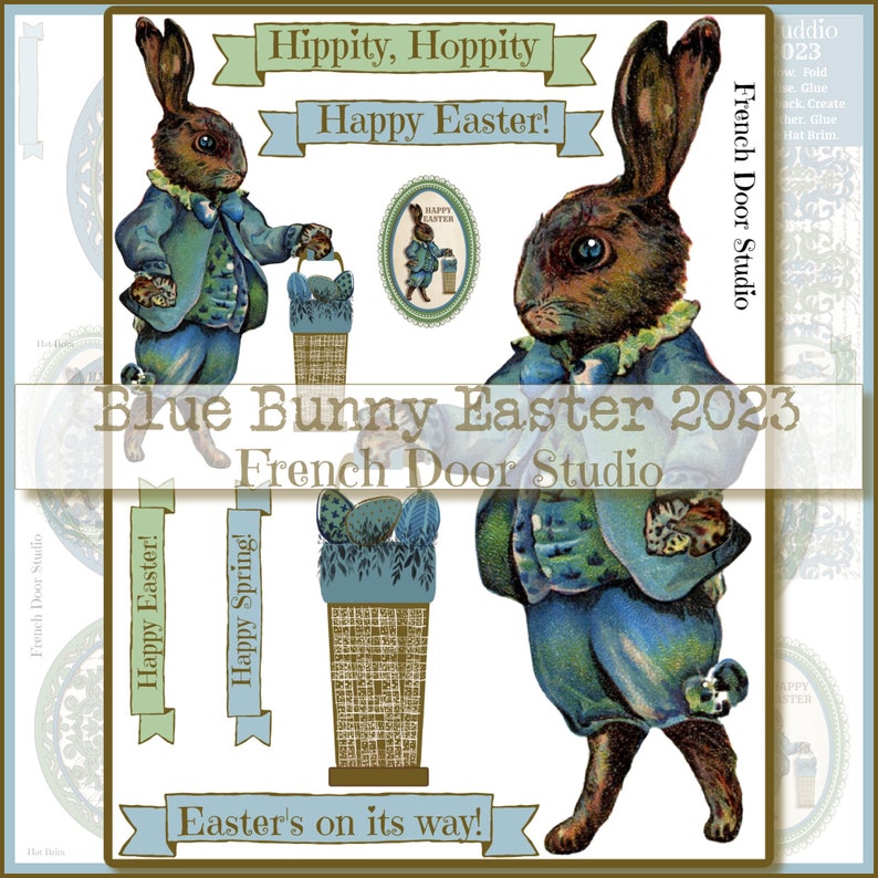 Blue Bunny: Digital Images - Etsy