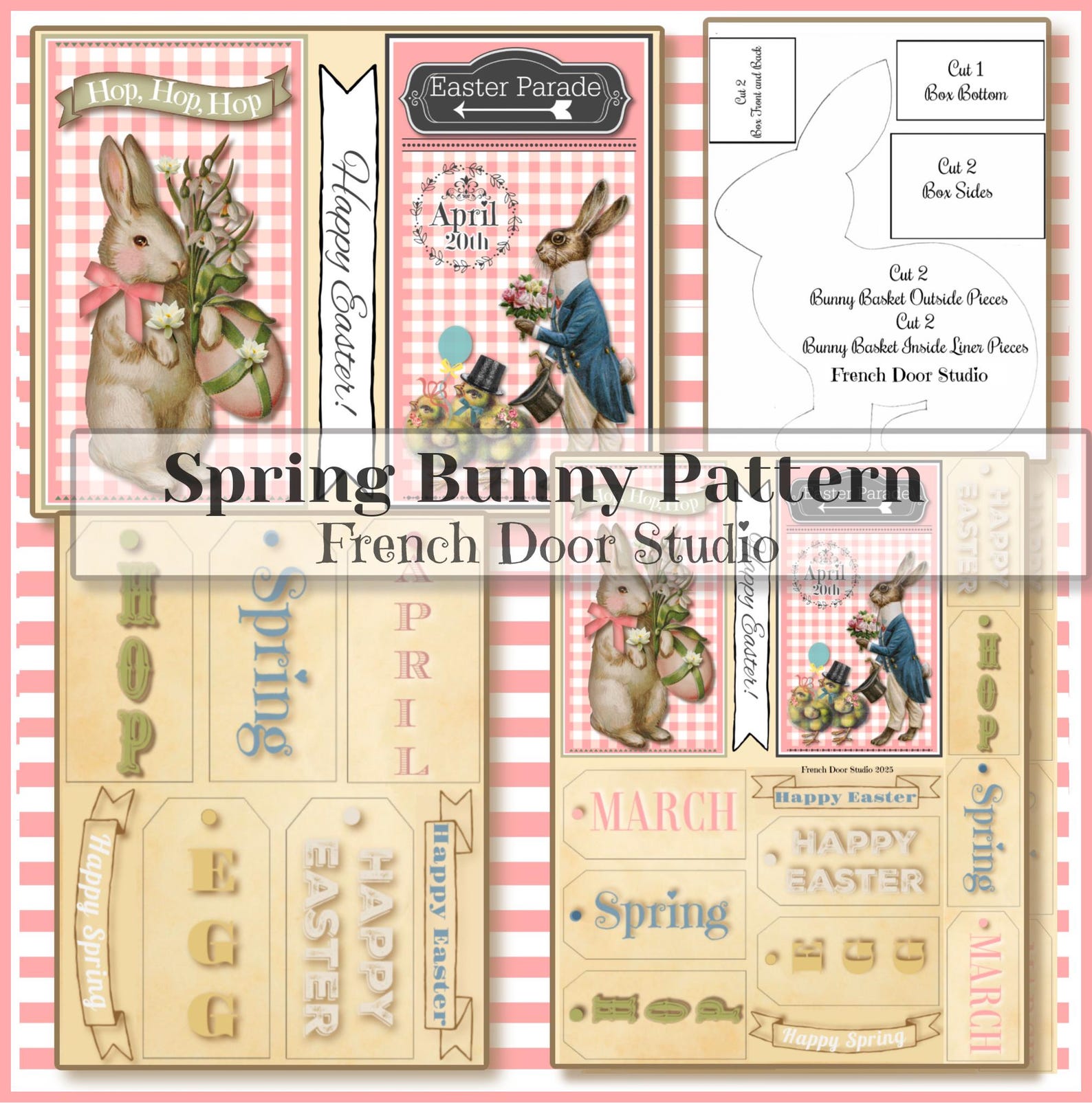 Spring Bunny Pattern and Tags Digital Images Click on "learn More About ...