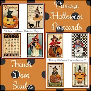 Digitala bilder av Halloween-vykort med vintagemotiv Klicka på "Läs mer om den här artikeln" för en fullständig beskrivning. bild 1