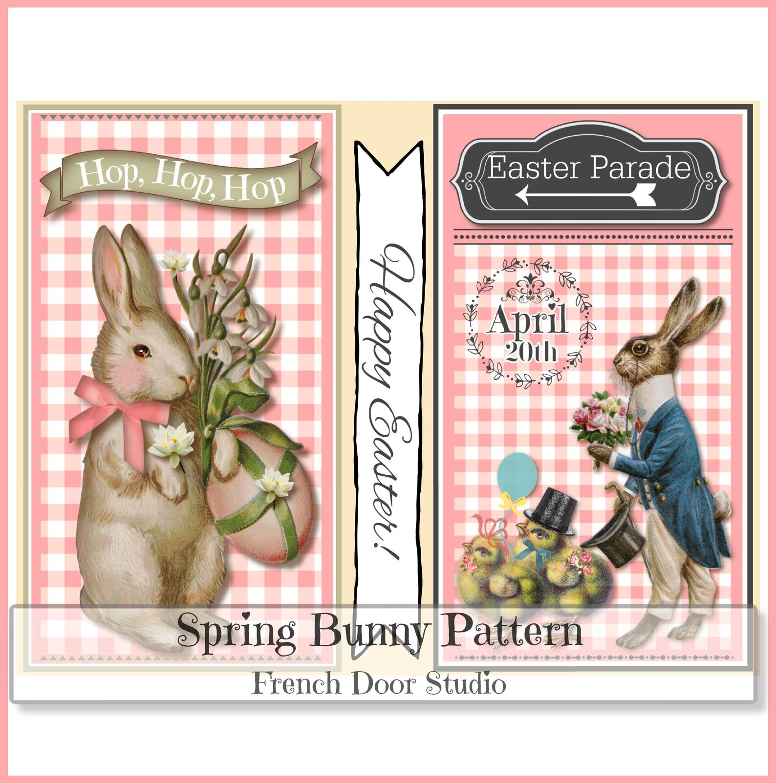 Spring Bunny Pattern and Tags Digital Images Click on "learn More About ...