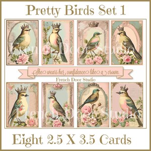 Pretty Birds digitale afbeeldingenset 1 kaarten van 2,5 x 3,5 inch Klik op 'Meer informatie over dit item' voor een volledige beschrijving.